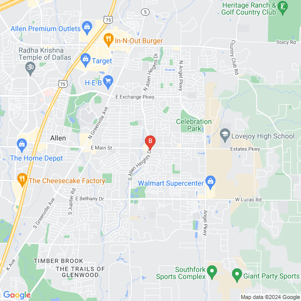 Allen Towing Service & Roadside Assistance location map: 1304 East Main Street, Allen, TX
